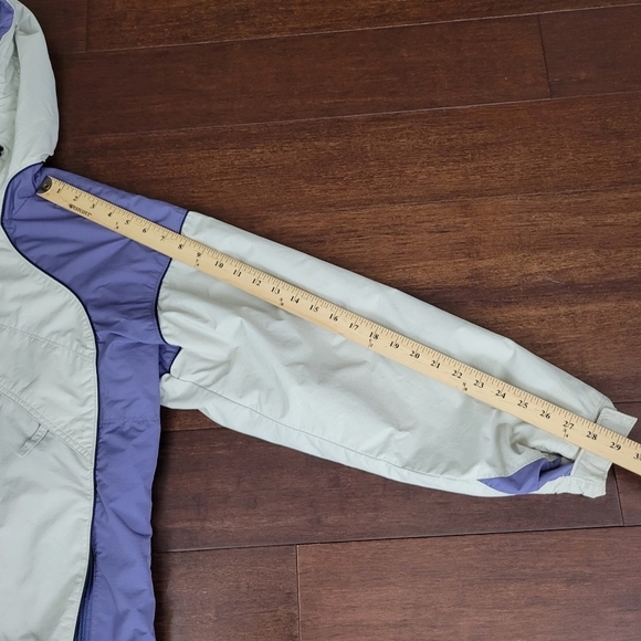 Columbia Women's Size L Hooded Midweight Full-Zip Rain Jacket Purple & Off White - Picture 12 of 12